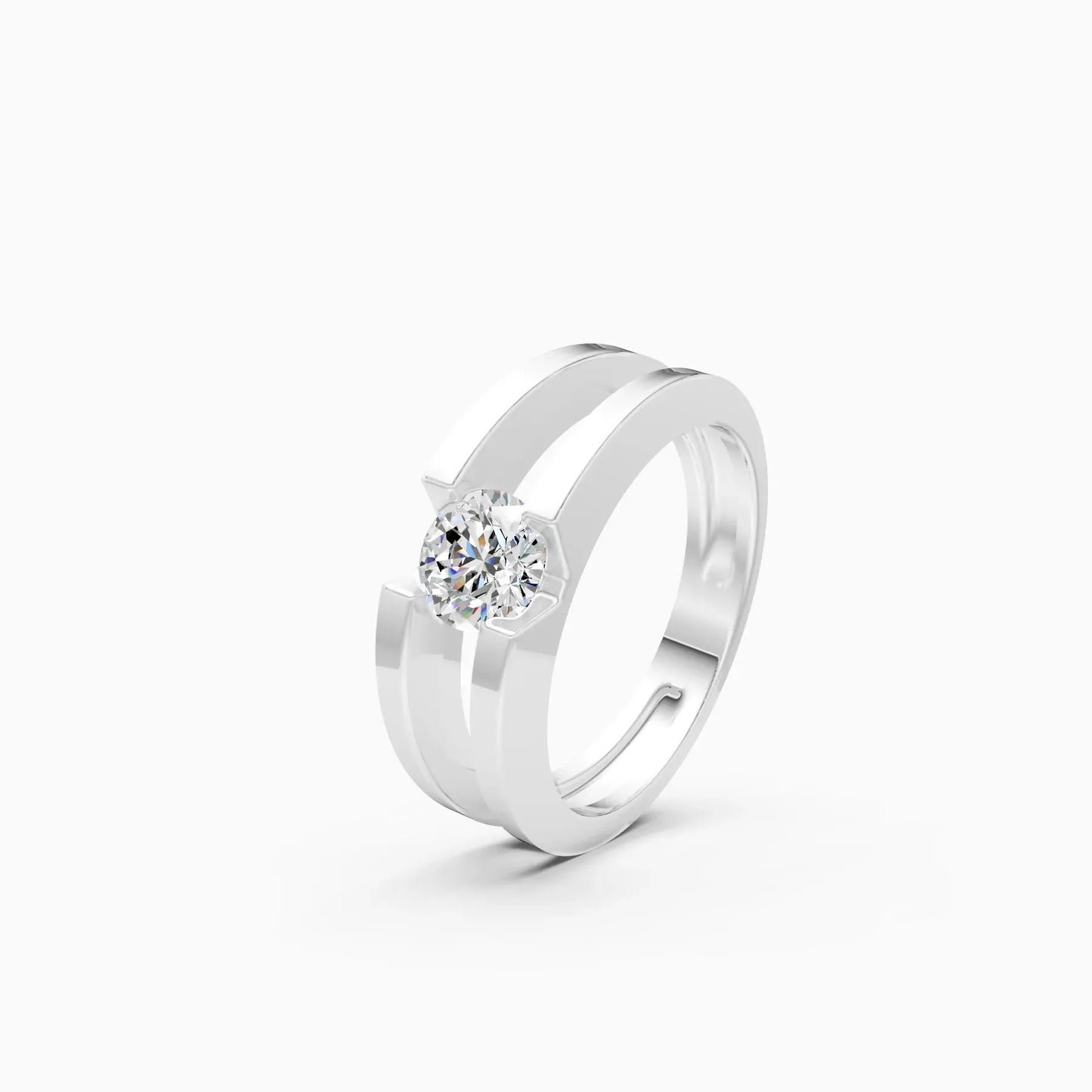 Trendy Round Solitaire Double Band Ring