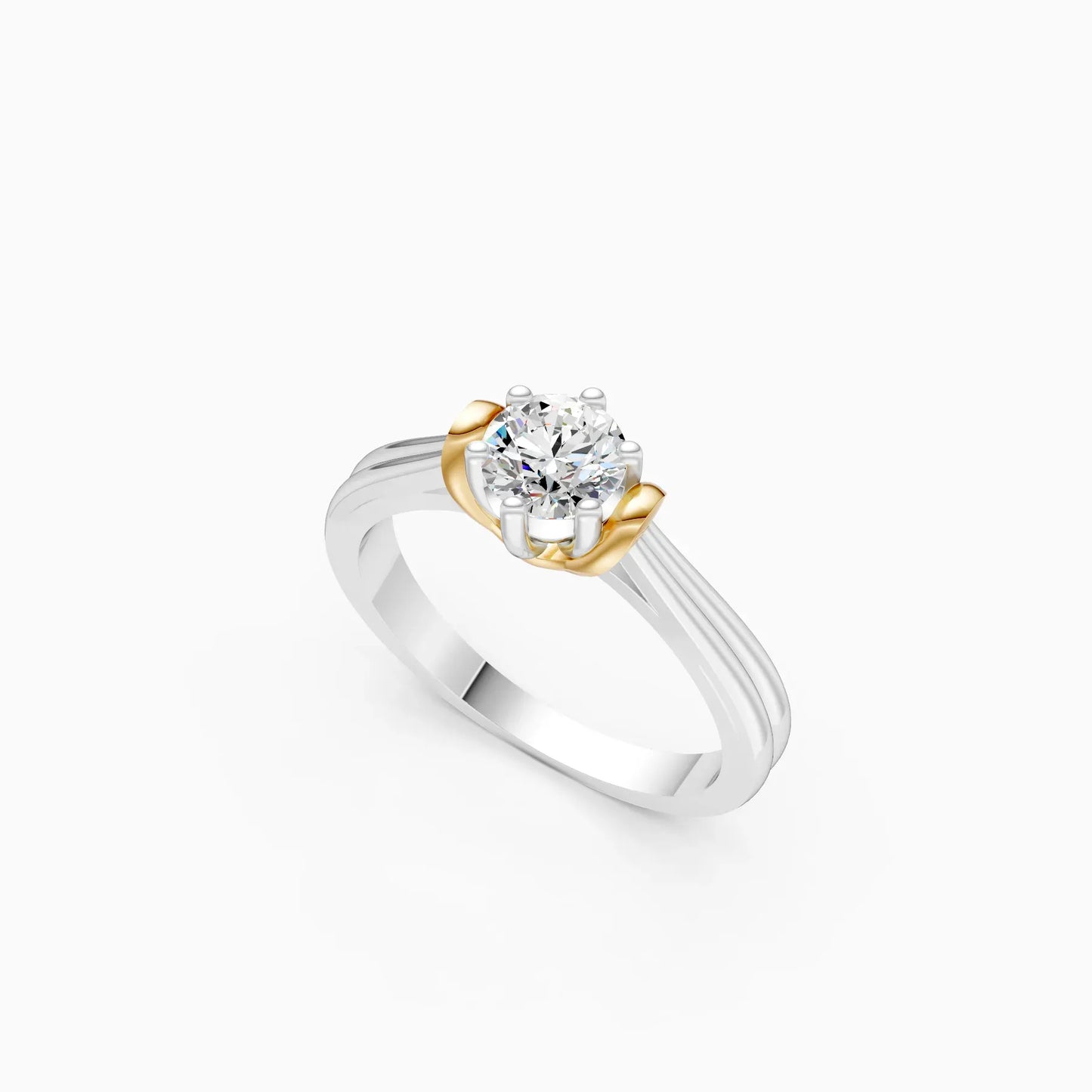 Classic Round Diamond Two Tone Ring
