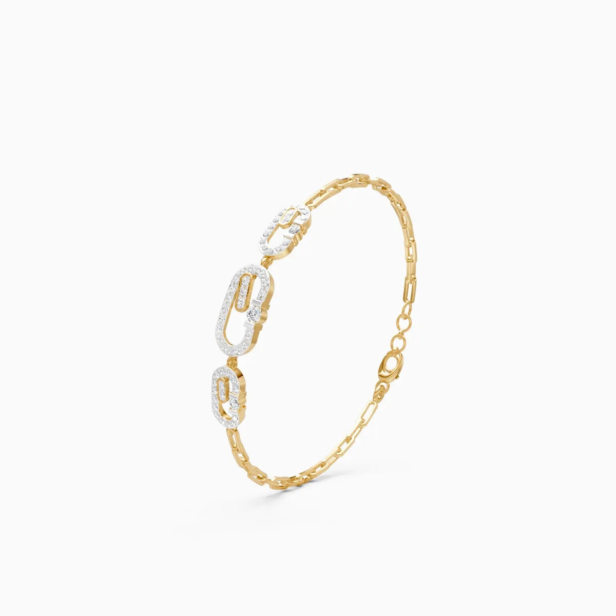 Stacked Style Diamond Charms With Links Bracelet