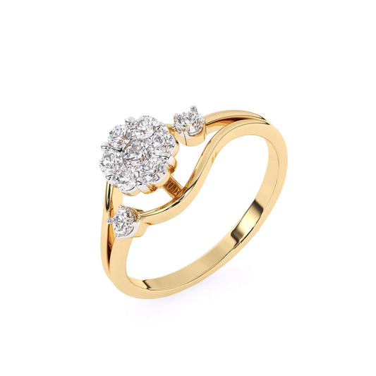 Round Diamond Ladies Fancy Cluster Flower Engagement Ring