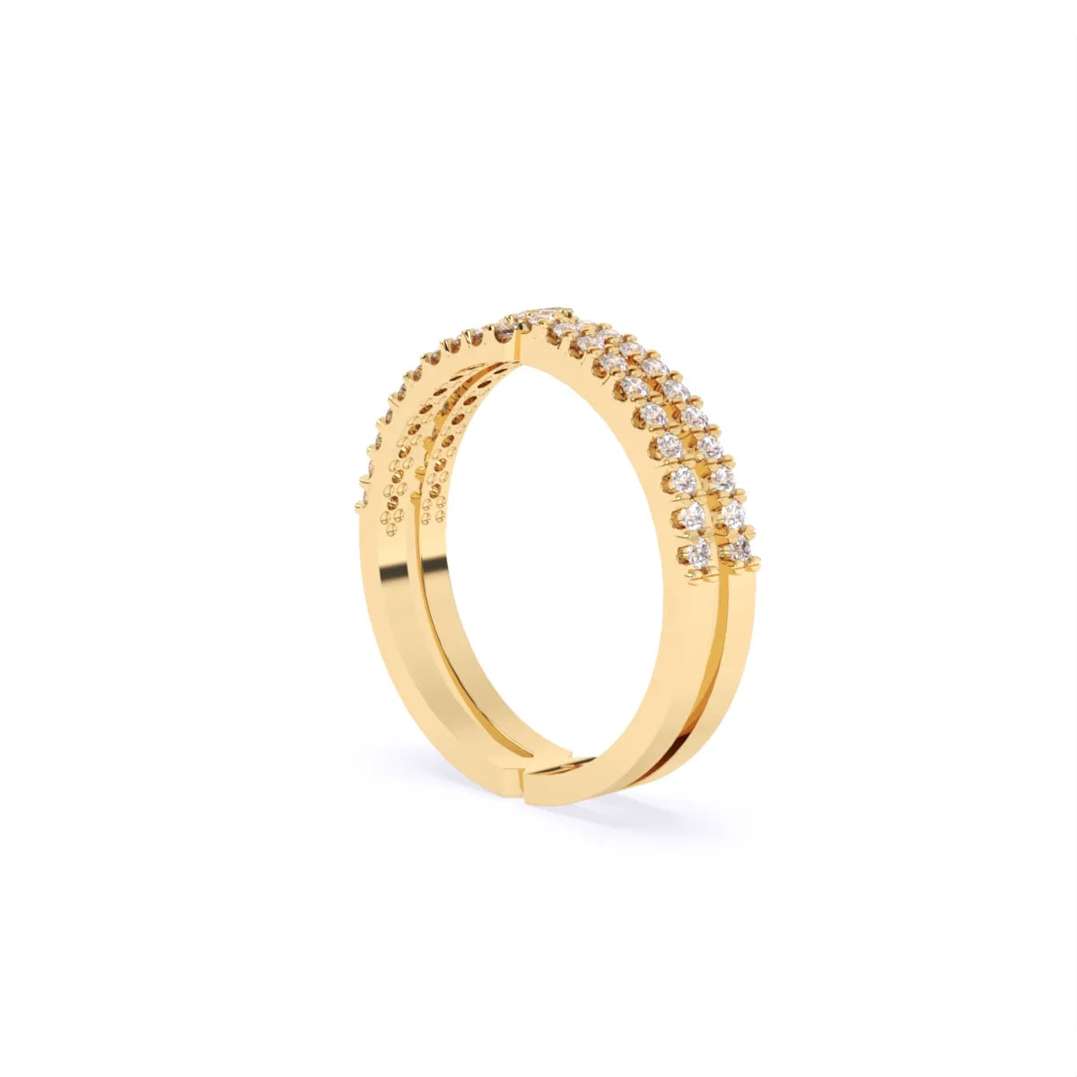 Two Line Half Eternity Lab Diamond Wedding Band