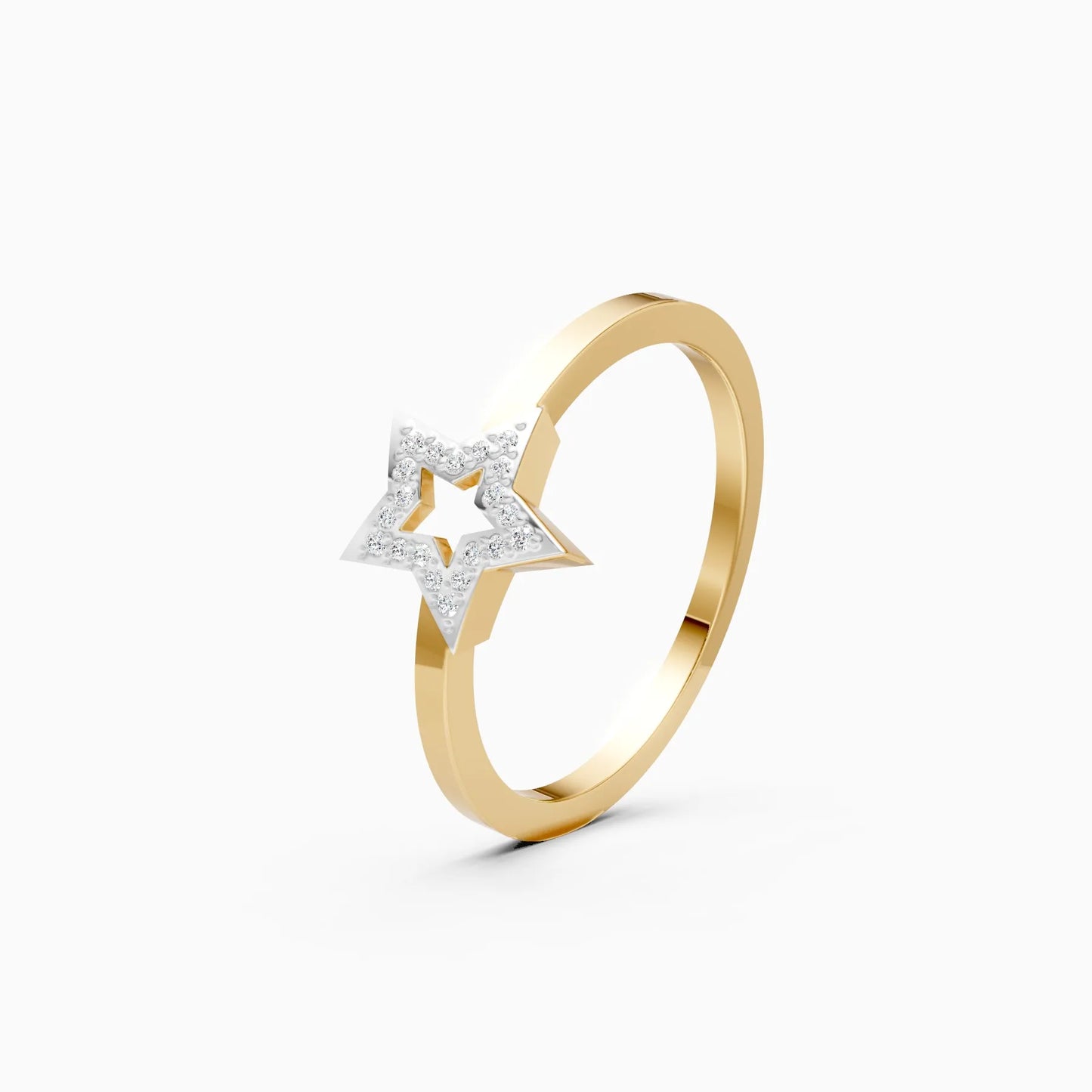 Open Five-Point Star Micro-Pavé Outline Ring
