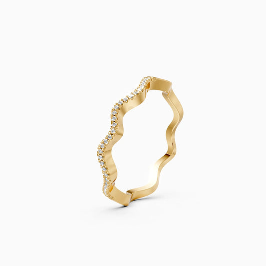 Half Eternity Sinusoidal Wave Micro-Pavé Band Ring