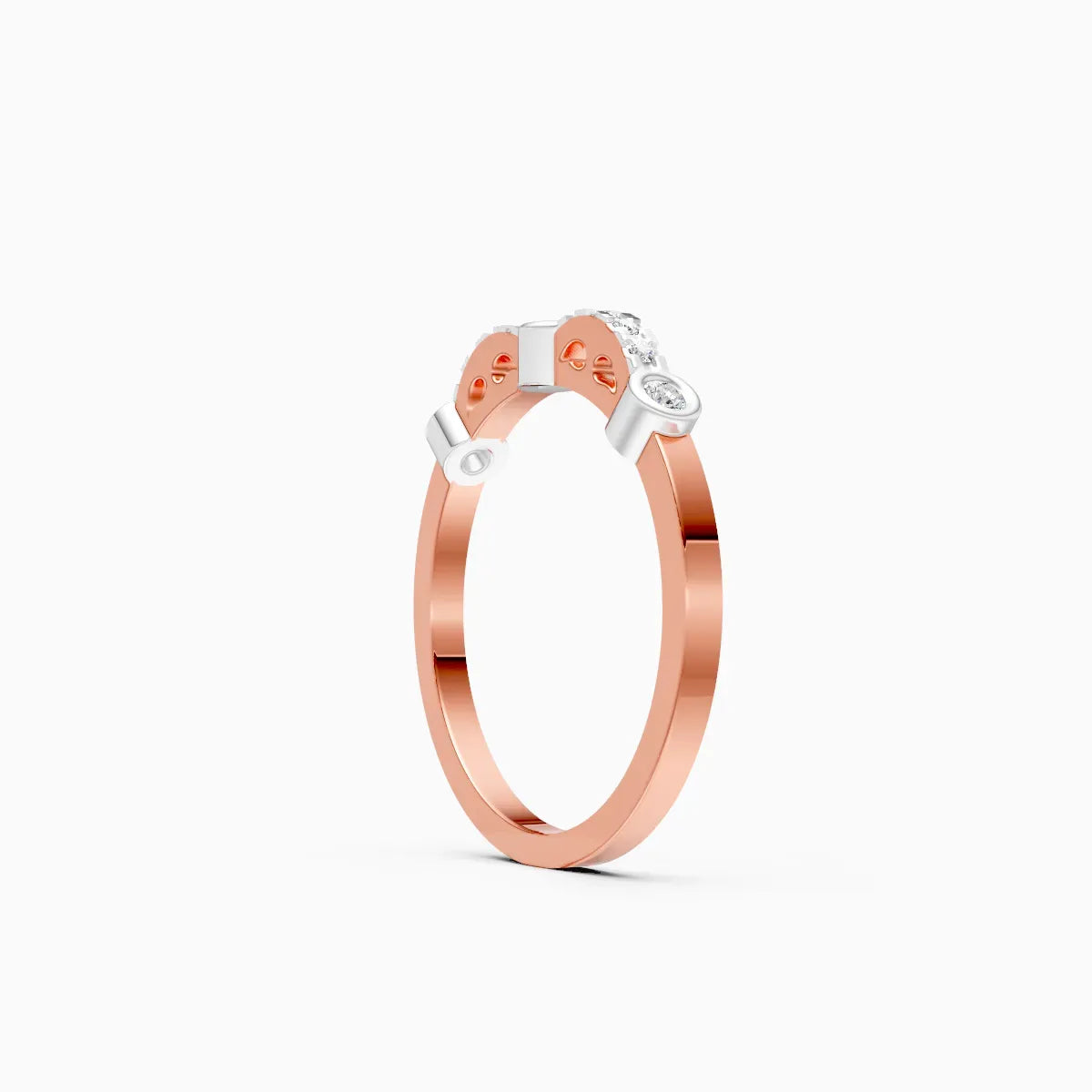 Bezel & Pave Station Diamond Ring