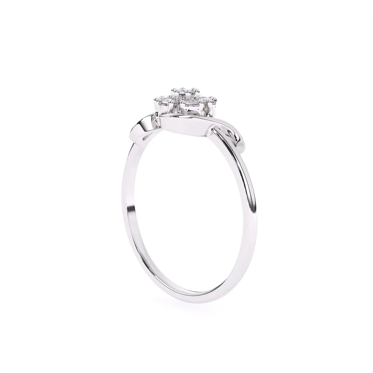 Round Flower Style Diamond 14K Gold Engagement Ring