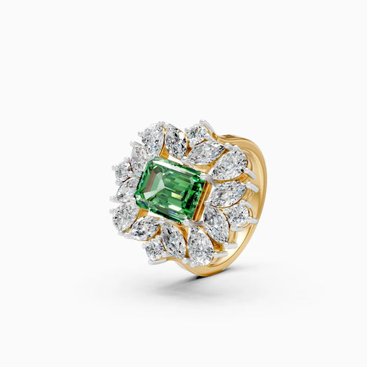 Luxury Green Emerald Ring with Lab Grown Diamond Accents