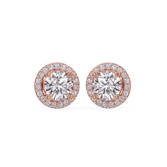Round Halo Lab Grown Diamond Earrings