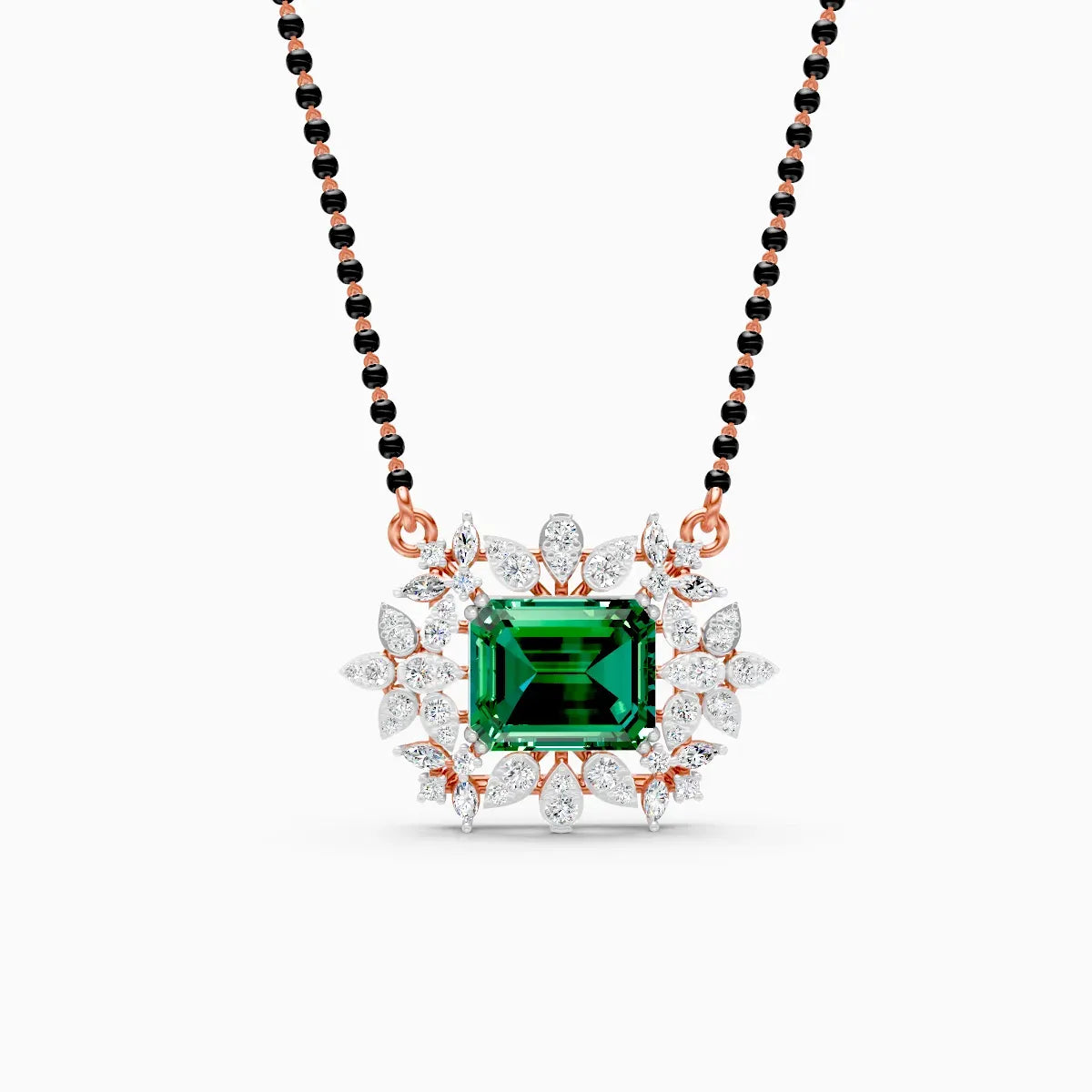 Emerald Floral Halo Pendant