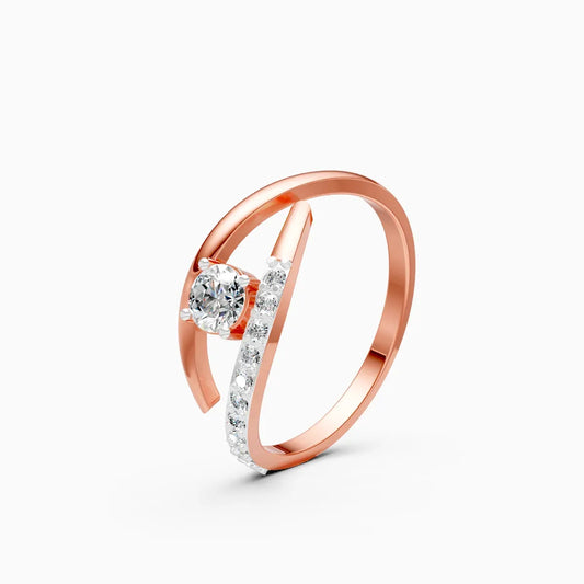 Round Solitaire Curve Ring