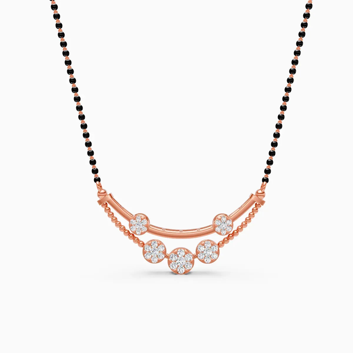 Elegant Lab Grown Diamond Mangalsutra with Black Beads