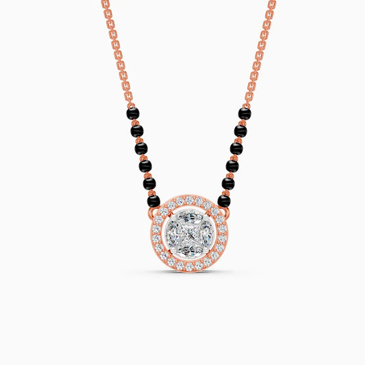 Round Halo Lab Diamond Mangalsutra