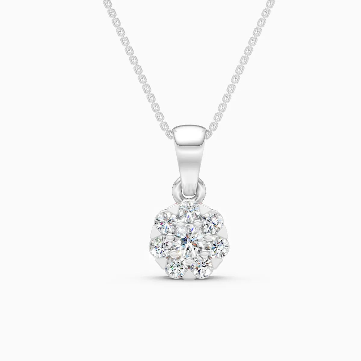 Cluster Flower Round Diamond Charm Pendant
