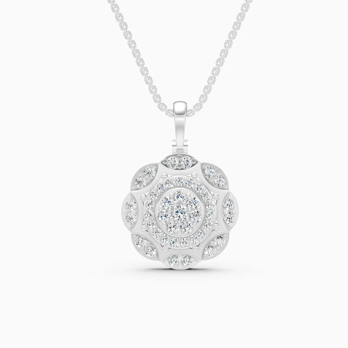 Latest Floral Style Diamond Halo Pendant