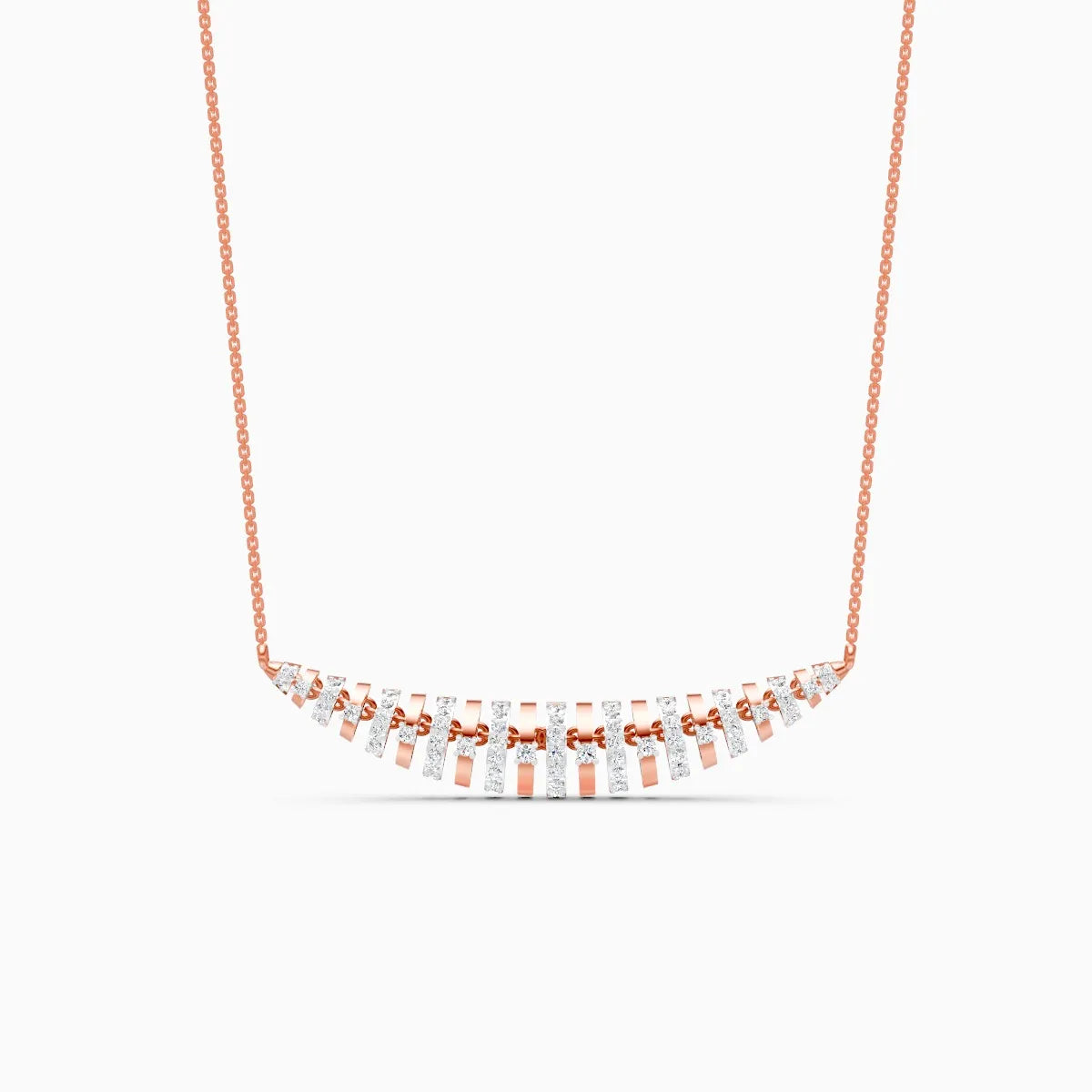 Symmetric Round-Cut Diamond Multi-Tone Arc Pendant