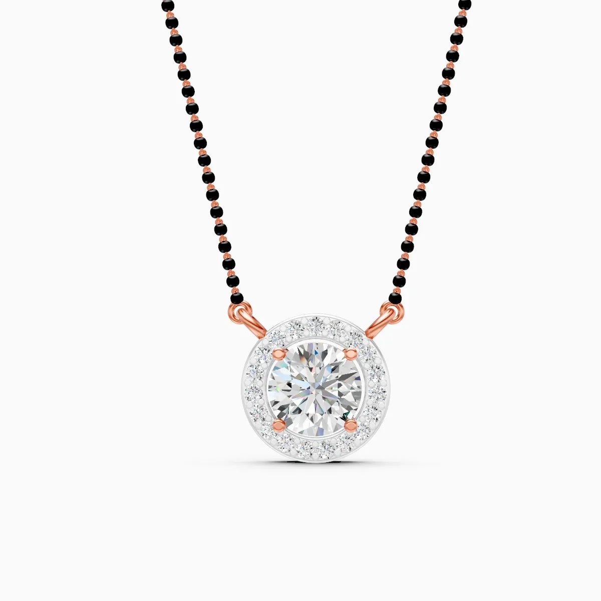 Twilight Halo in Dual Tone Round Diamond Mangalsutra