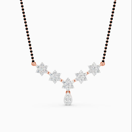 Dangling Flower Style Lab Diamond Mangalsutra