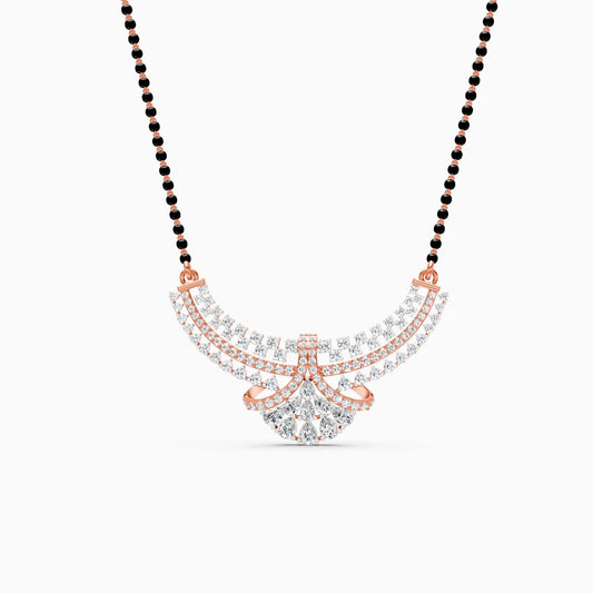 Multi-Tier Round & Pear Dual-Tone Arch Lab Diamond Mangalsutra