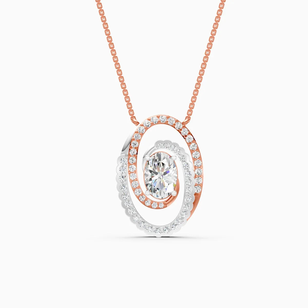 Oval Swirl Halo Pendant