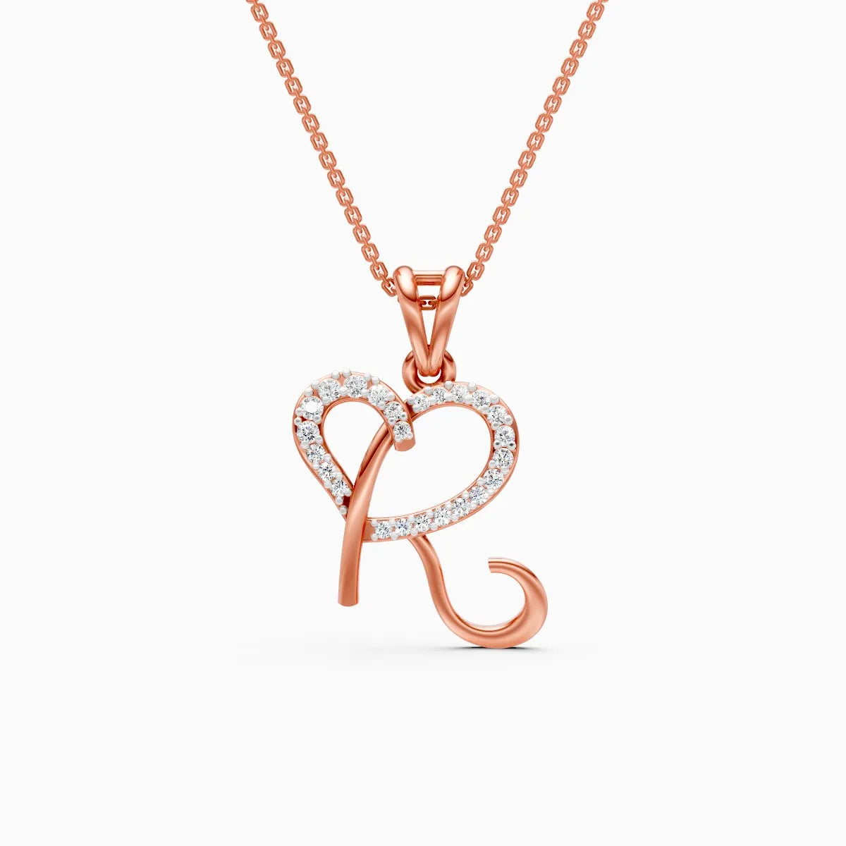Elegant Heart-Shaped 'R' Pendant