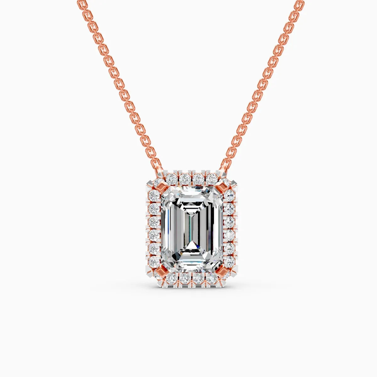 Emerald Halo Solitaire Lab Diamond Pendant