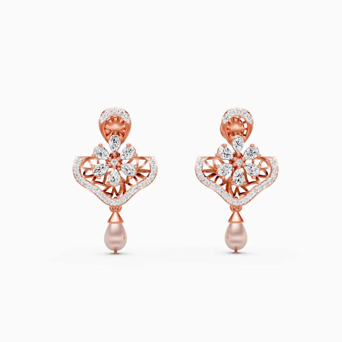 Celeste Crown Diamond Earrings with Floral Design
