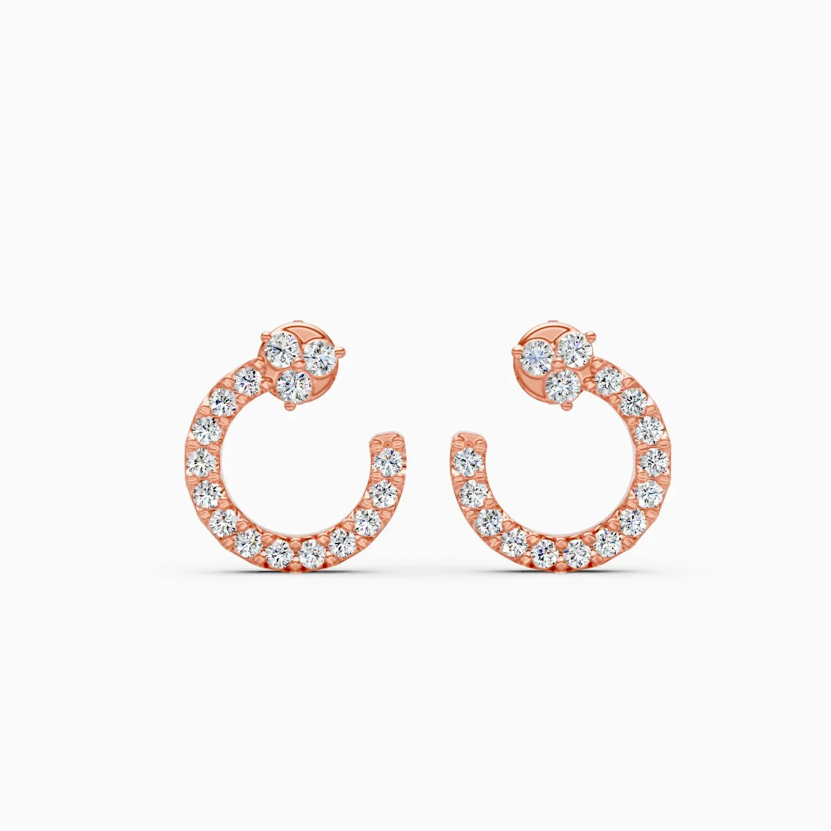 Diamond Crescent Stud Earrings with Sparkle