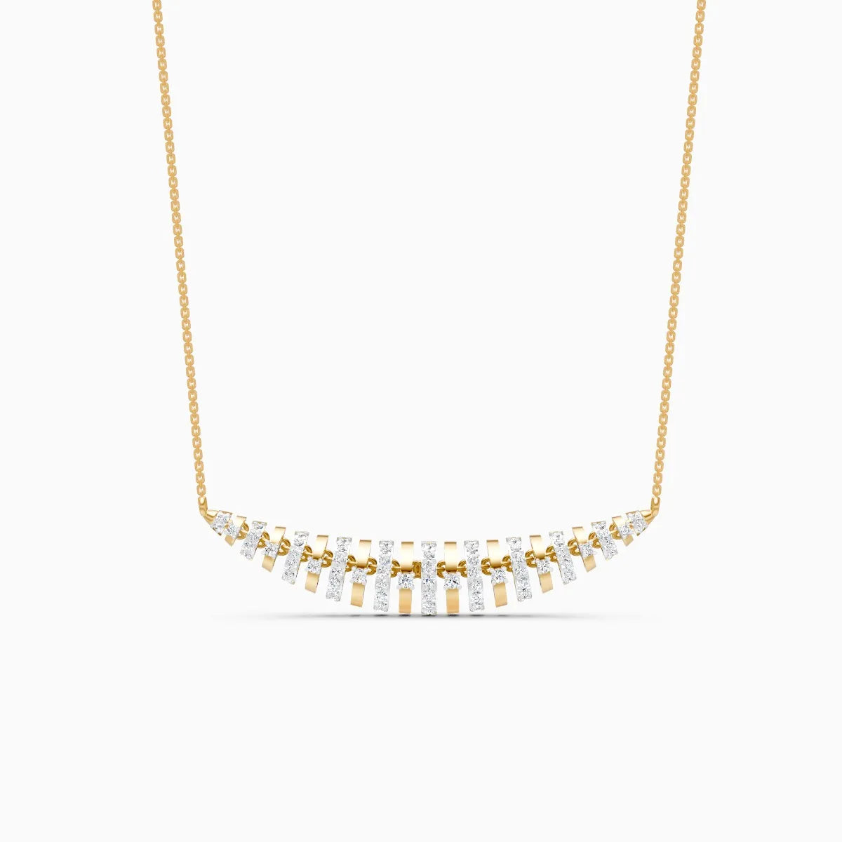 Symmetric Round-Cut Diamond Multi-Tone Arc Pendant