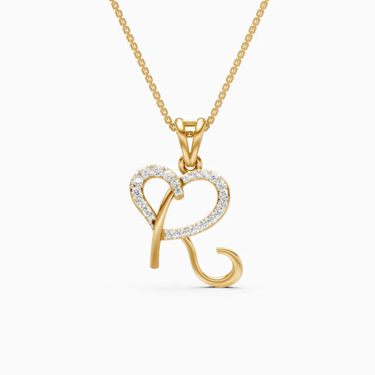 Elegant Heart-Shaped 'R' Pendant