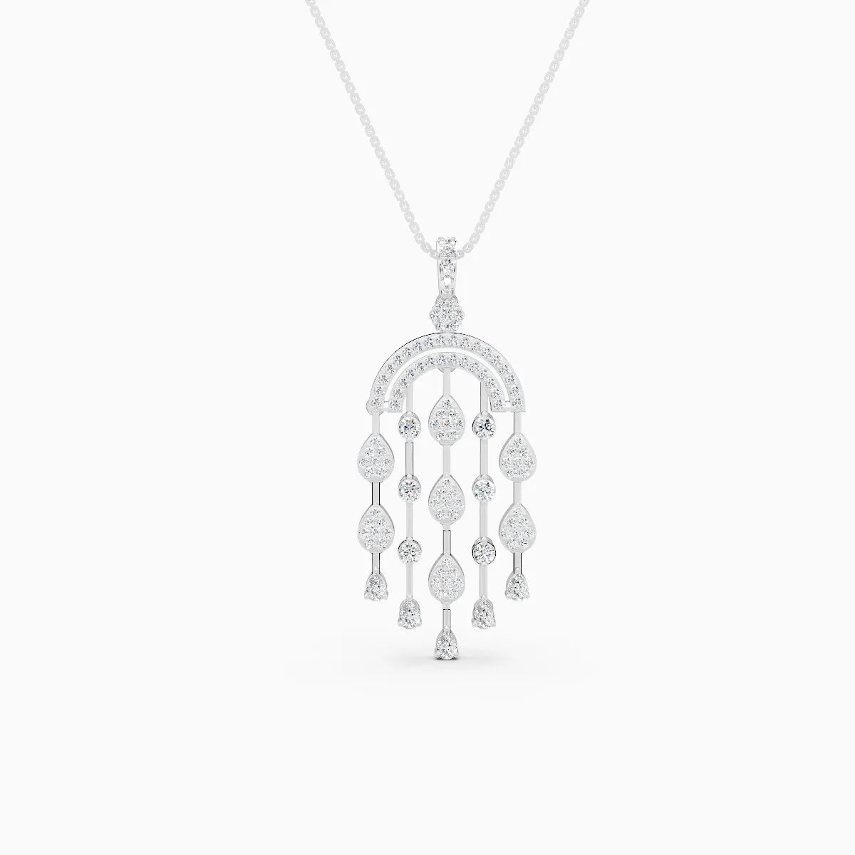 Chandelier Style Drop-Set Diamond Pendant