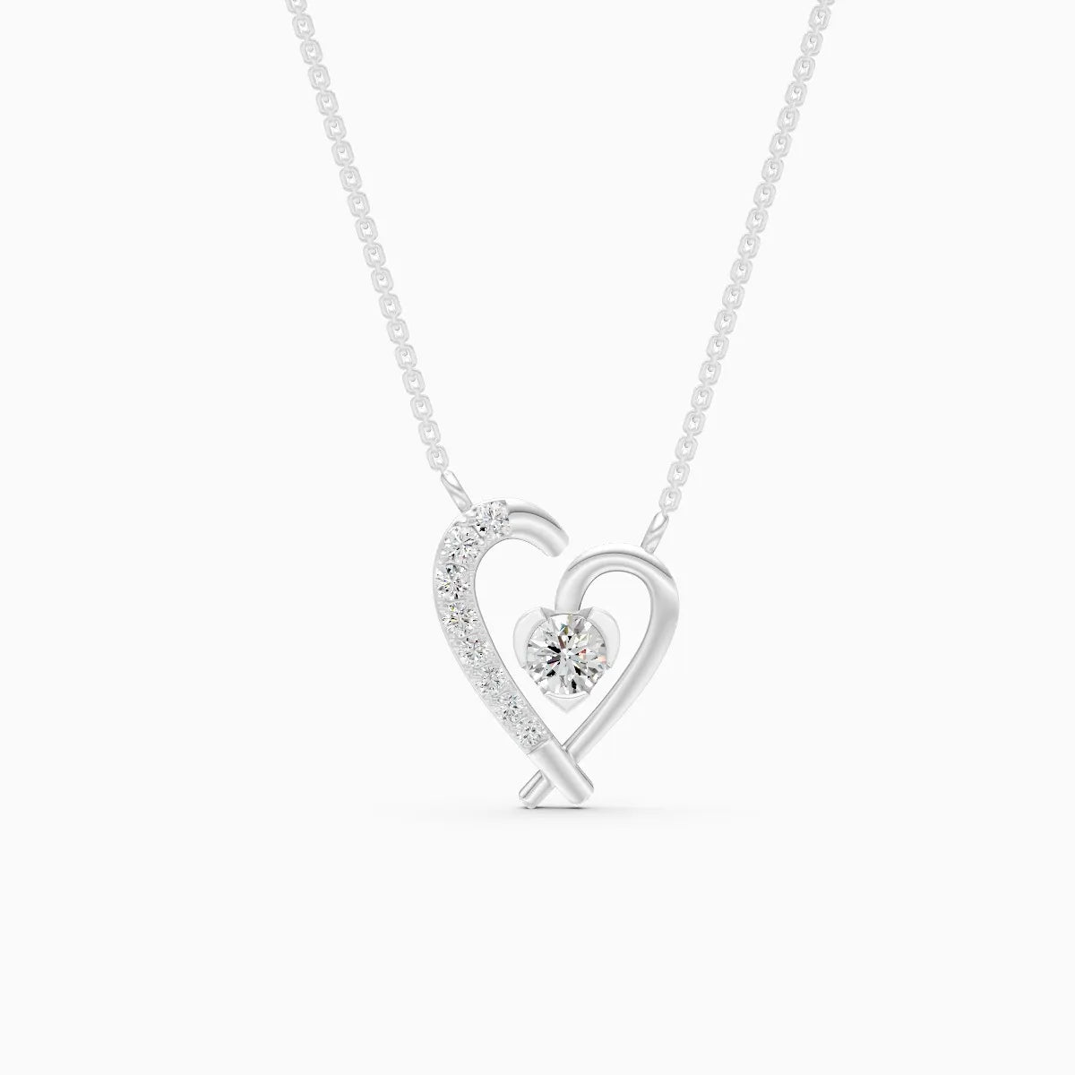 Soulmate Curve Lab Diamond Heart Necklace