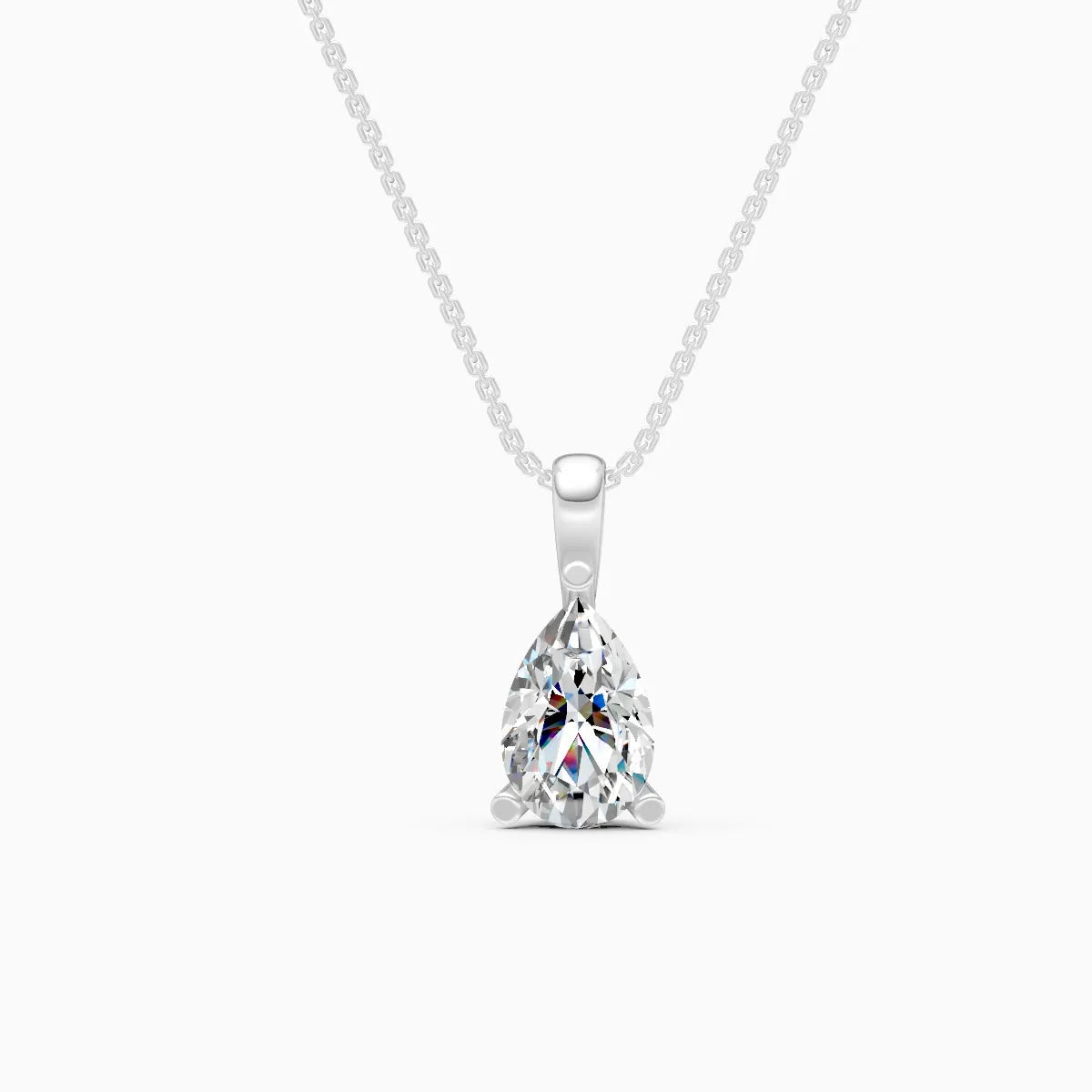 Pear solitaire Lab Grown Diamond Pendant With Chain