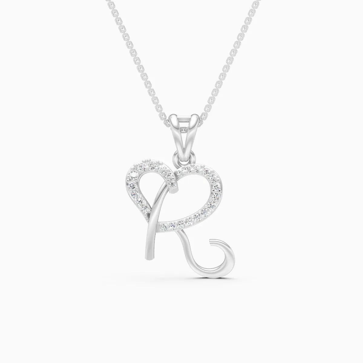 Elegant Heart-Shaped 'R' Pendant
