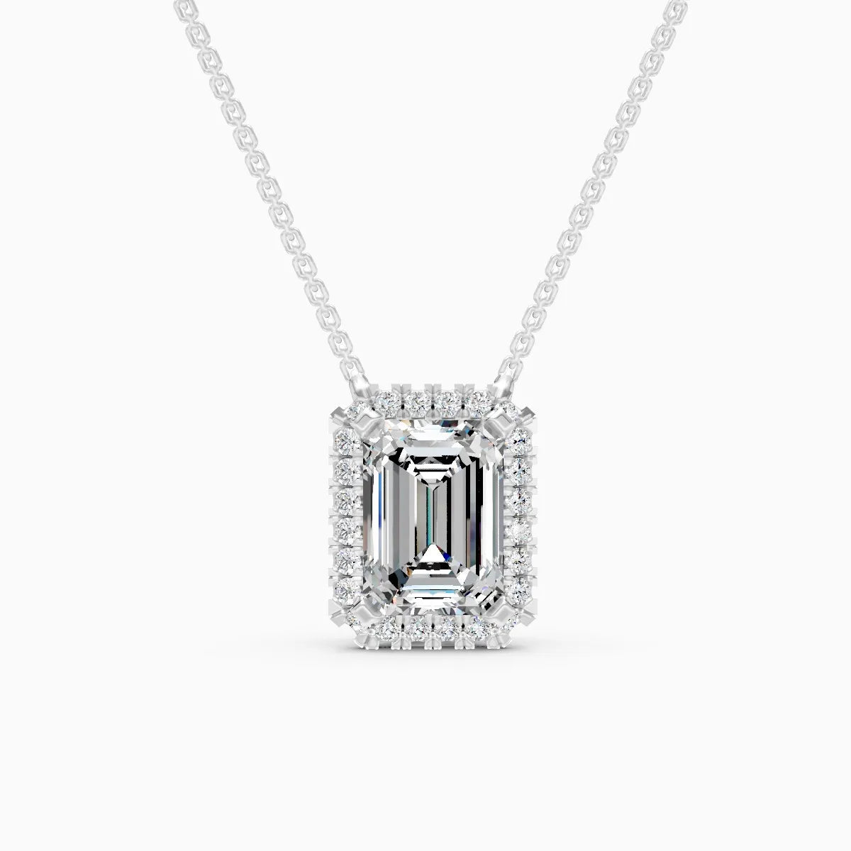 Emerald Halo Solitaire Lab Diamond Pendant