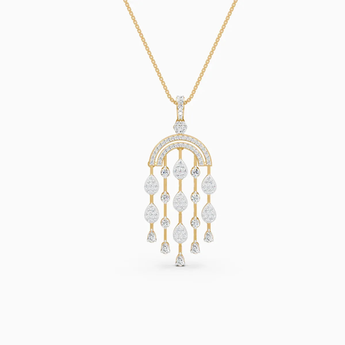 Chandelier Style Drop-Set Diamond Pendant