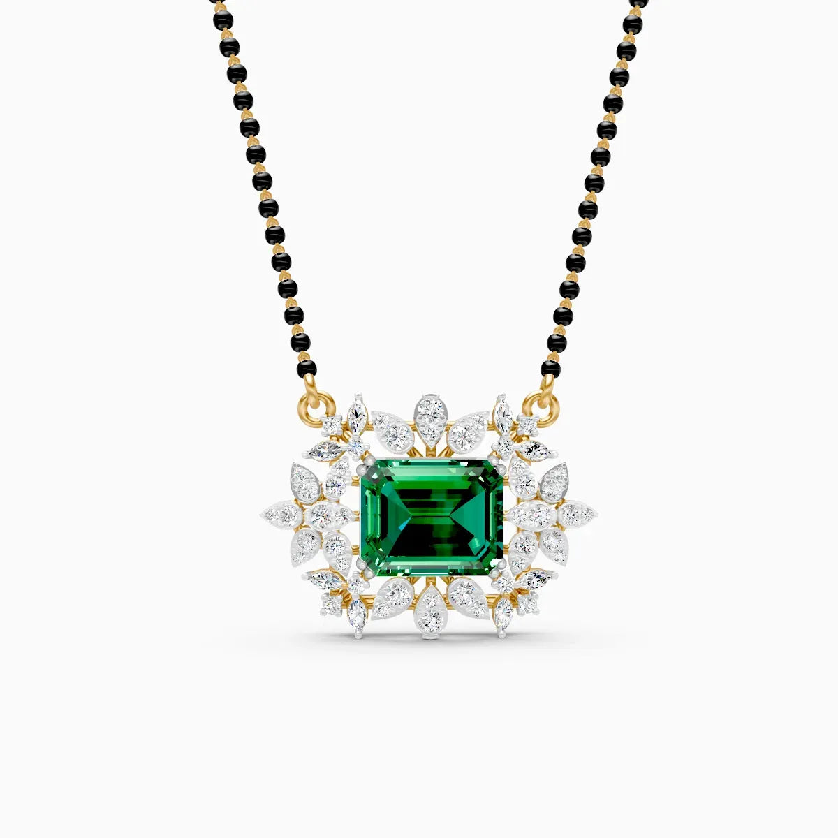 Emerald Floral Halo Pendant