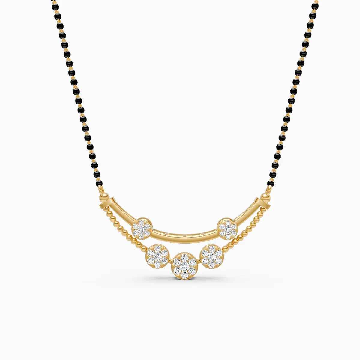 Elegant Lab Grown Diamond Mangalsutra with Black Beads