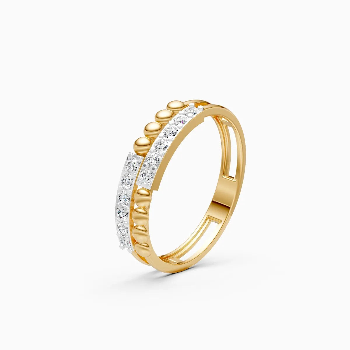 Beaded Curve Diamond Ring