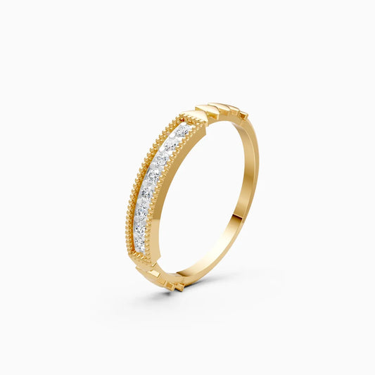 Pyramid Spike Milgrain Wide Band Ring