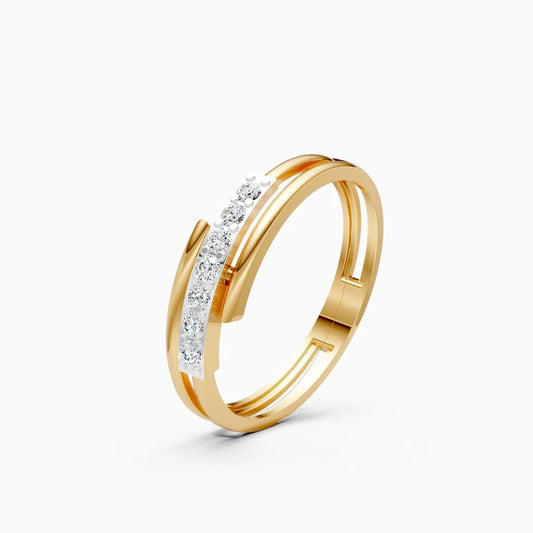 Contemporary Dual Band Diamond Wrap Ring