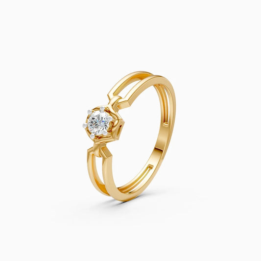 Modern Split Shank Solitaire Diamond Ring