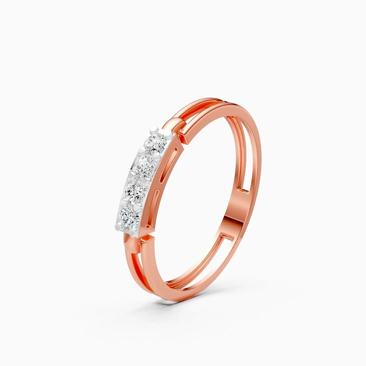 Geometric Split Shank Diamond Ring