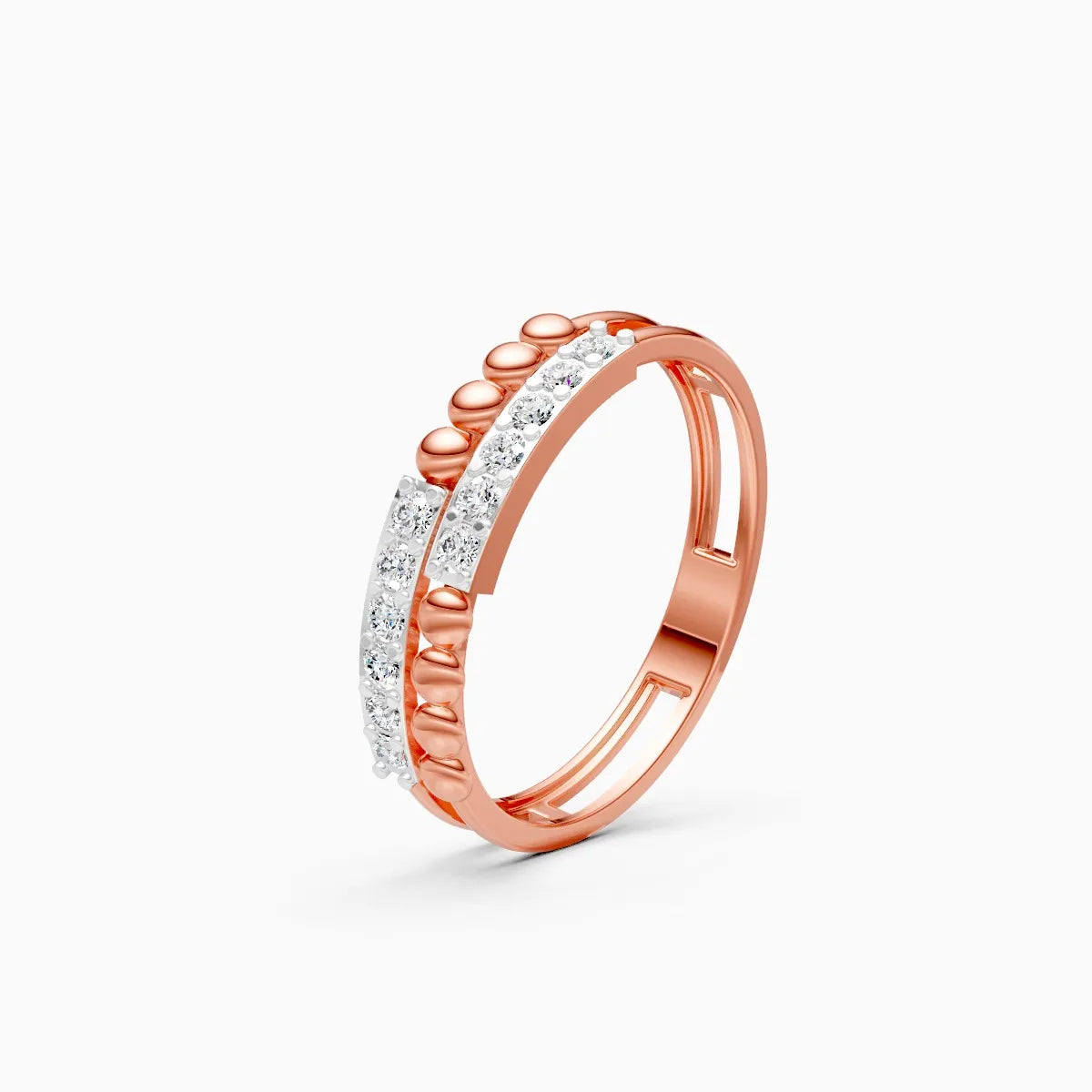 Beaded Curve Diamond Ring