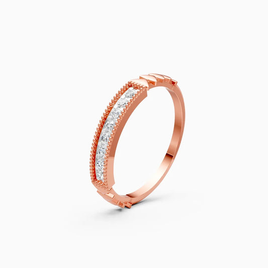 Milgrain Diamond Bar Ring