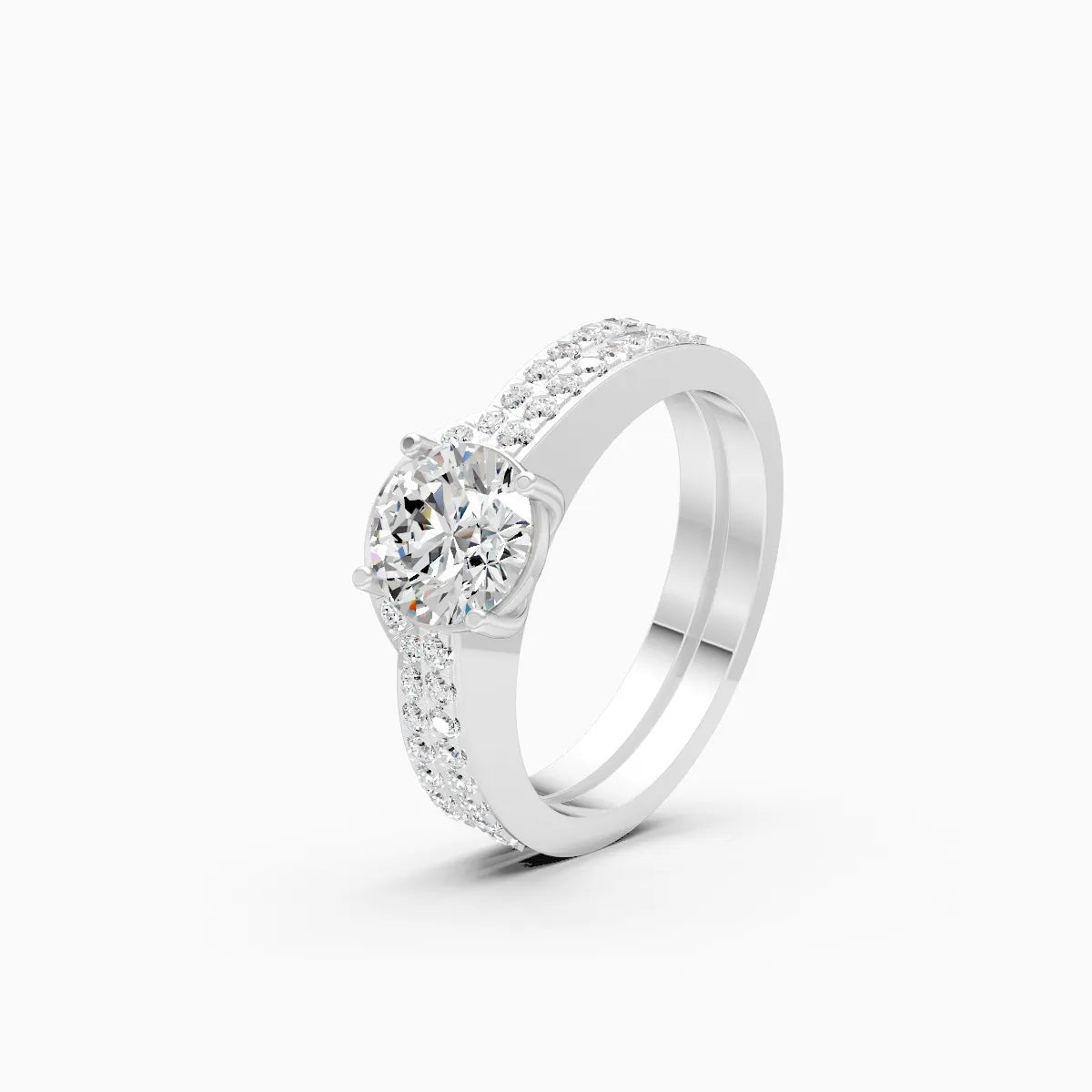 Timeless Round Cut Diamond Ring with Double Band