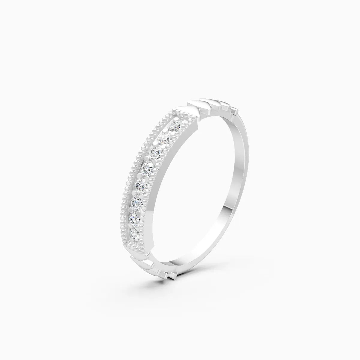 Milgrain Diamond Bar Ring