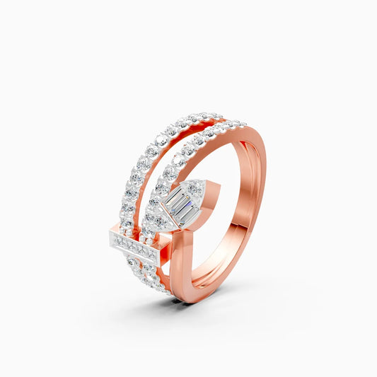 Modern Leaf-Cut Open Diamond Ring