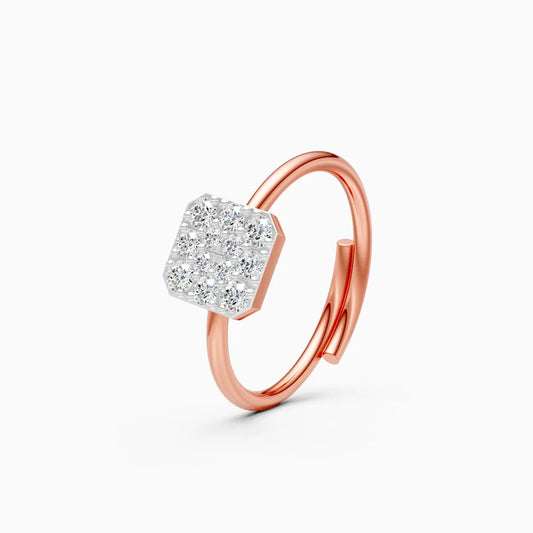 Sleek Rhodium Square Diamond Ring