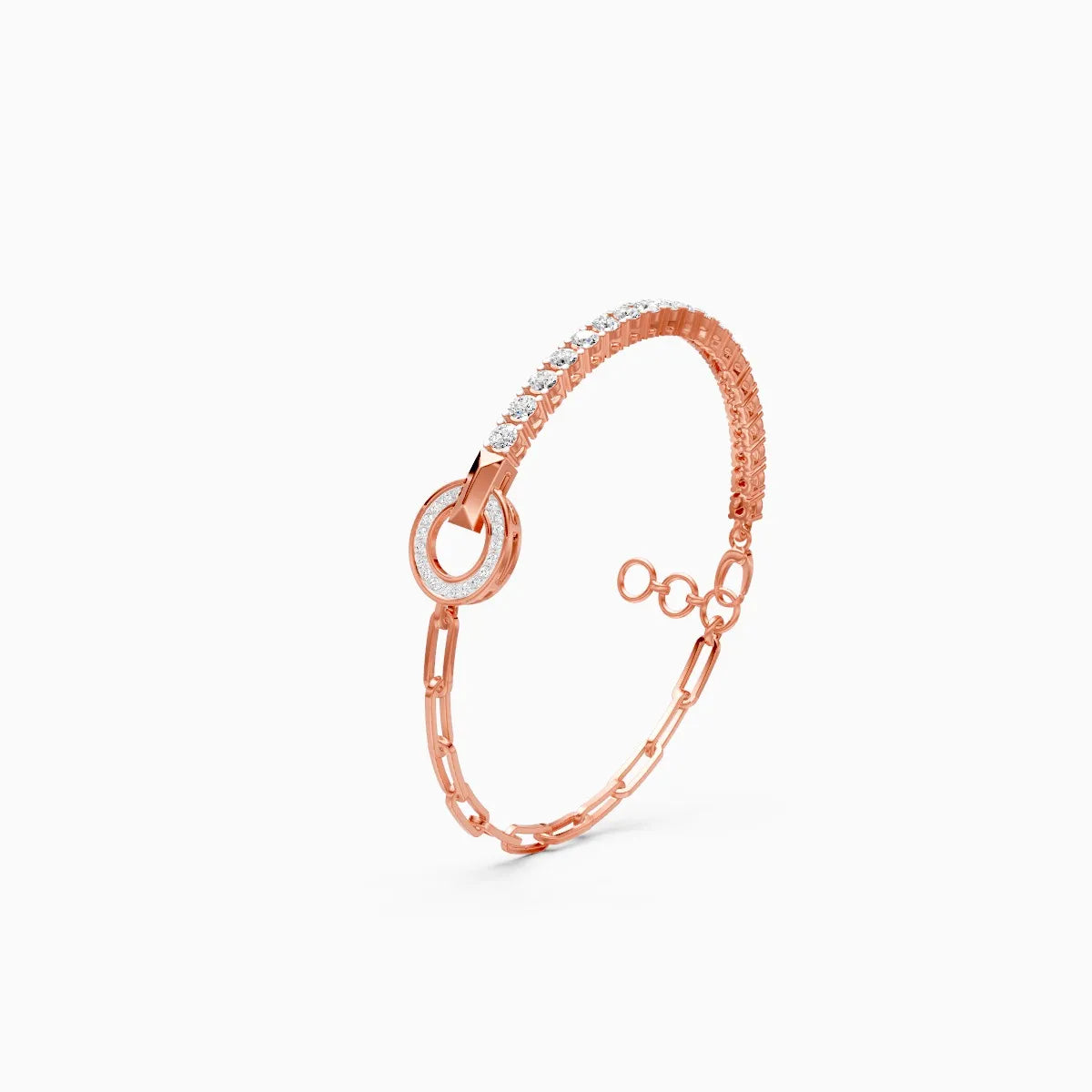 Stylish Link and Loop Diamond Bracelet