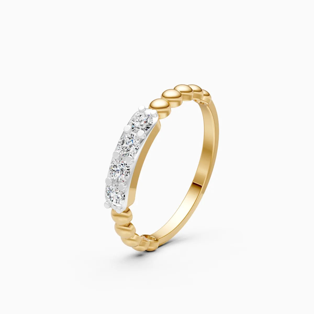 Beaded Bar Diamond Ring