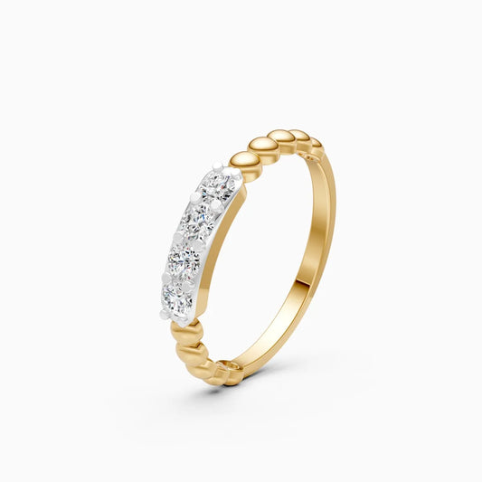 Beaded Diamond Bar Ring